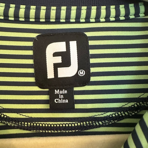 Men’s Medium FootJoy green and‎ blue striped golf shirt - Picture 3 of 9